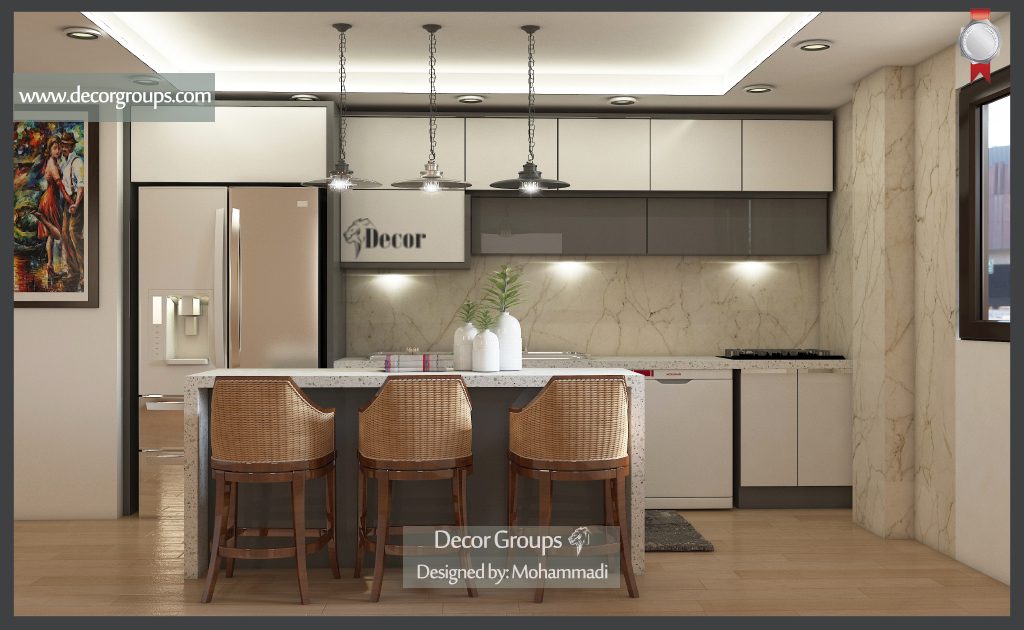 طراحی سه بعدی آشپزخانه مدرن
